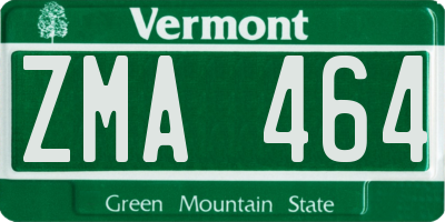 VT license plate ZMA464