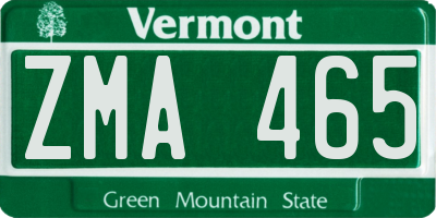 VT license plate ZMA465