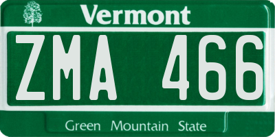 VT license plate ZMA466