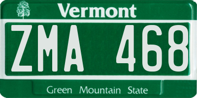 VT license plate ZMA468