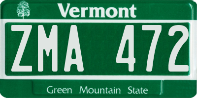 VT license plate ZMA472