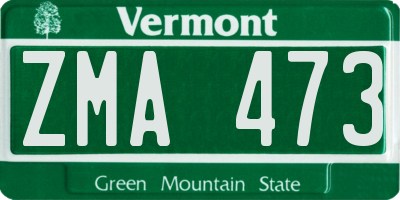 VT license plate ZMA473