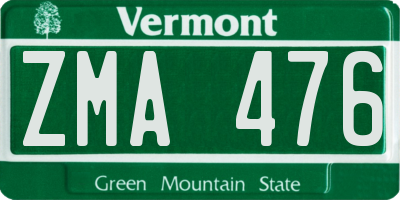 VT license plate ZMA476