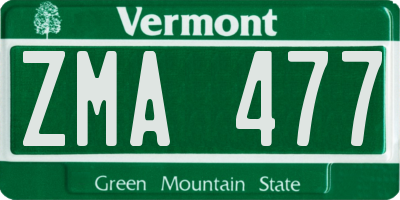 VT license plate ZMA477