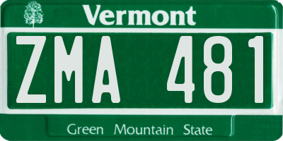 VT license plate ZMA481