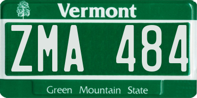 VT license plate ZMA484
