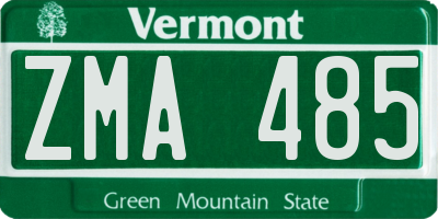 VT license plate ZMA485