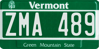 VT license plate ZMA489