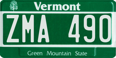 VT license plate ZMA490