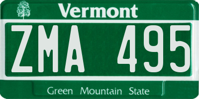 VT license plate ZMA495