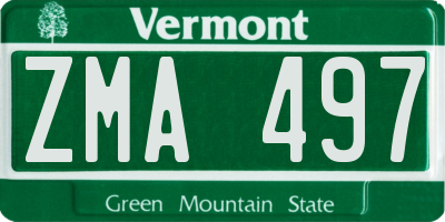 VT license plate ZMA497