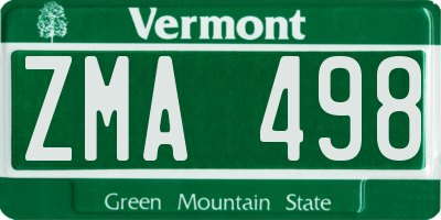 VT license plate ZMA498