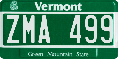 VT license plate ZMA499
