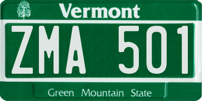 VT license plate ZMA501