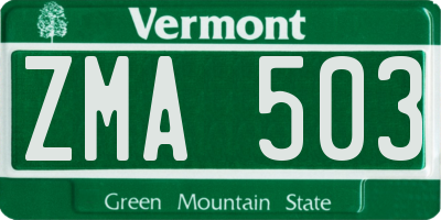 VT license plate ZMA503