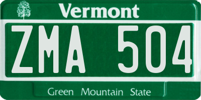 VT license plate ZMA504
