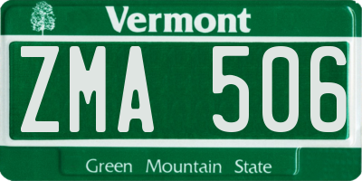 VT license plate ZMA506