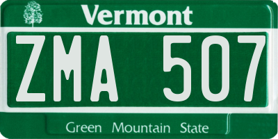 VT license plate ZMA507