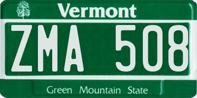 VT license plate ZMA508