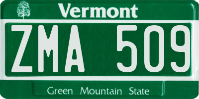 VT license plate ZMA509