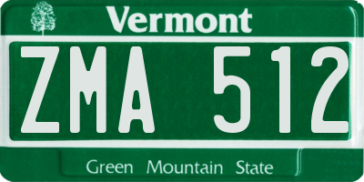 VT license plate ZMA512