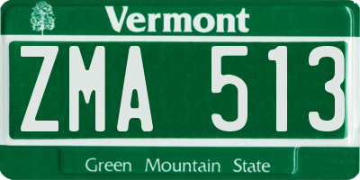 VT license plate ZMA513