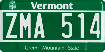 VT license plate ZMA514