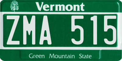 VT license plate ZMA515