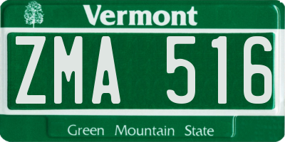 VT license plate ZMA516