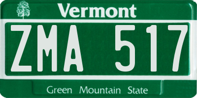 VT license plate ZMA517