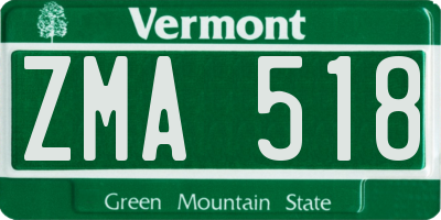 VT license plate ZMA518