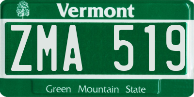 VT license plate ZMA519