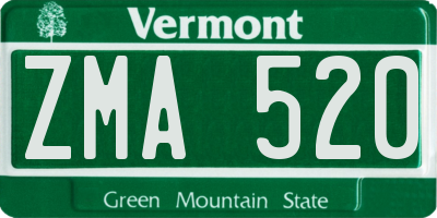 VT license plate ZMA520