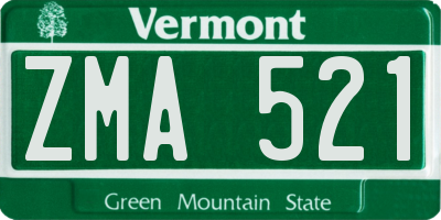 VT license plate ZMA521