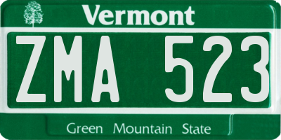 VT license plate ZMA523