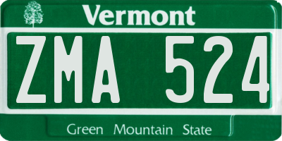 VT license plate ZMA524