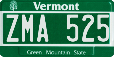 VT license plate ZMA525