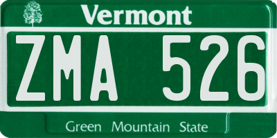 VT license plate ZMA526