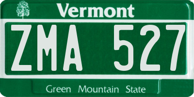 VT license plate ZMA527
