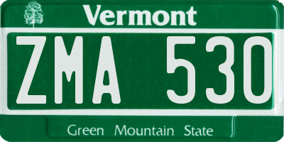 VT license plate ZMA530