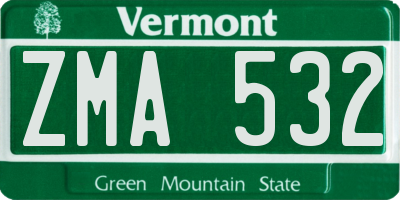 VT license plate ZMA532