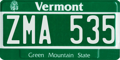 VT license plate ZMA535