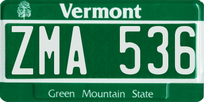 VT license plate ZMA536