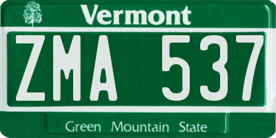 VT license plate ZMA537