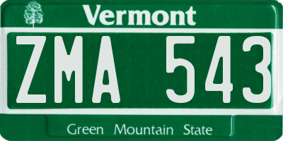 VT license plate ZMA543