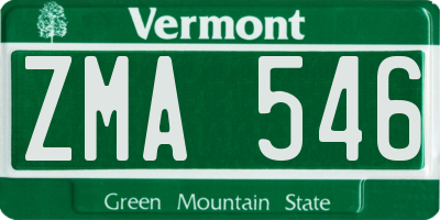 VT license plate ZMA546