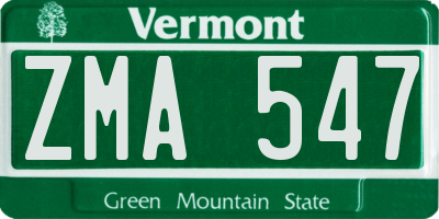VT license plate ZMA547