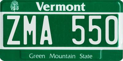 VT license plate ZMA550