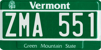 VT license plate ZMA551