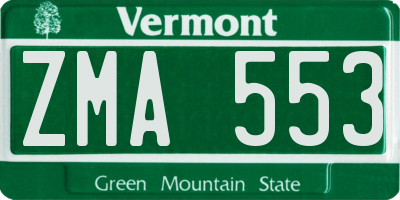 VT license plate ZMA553